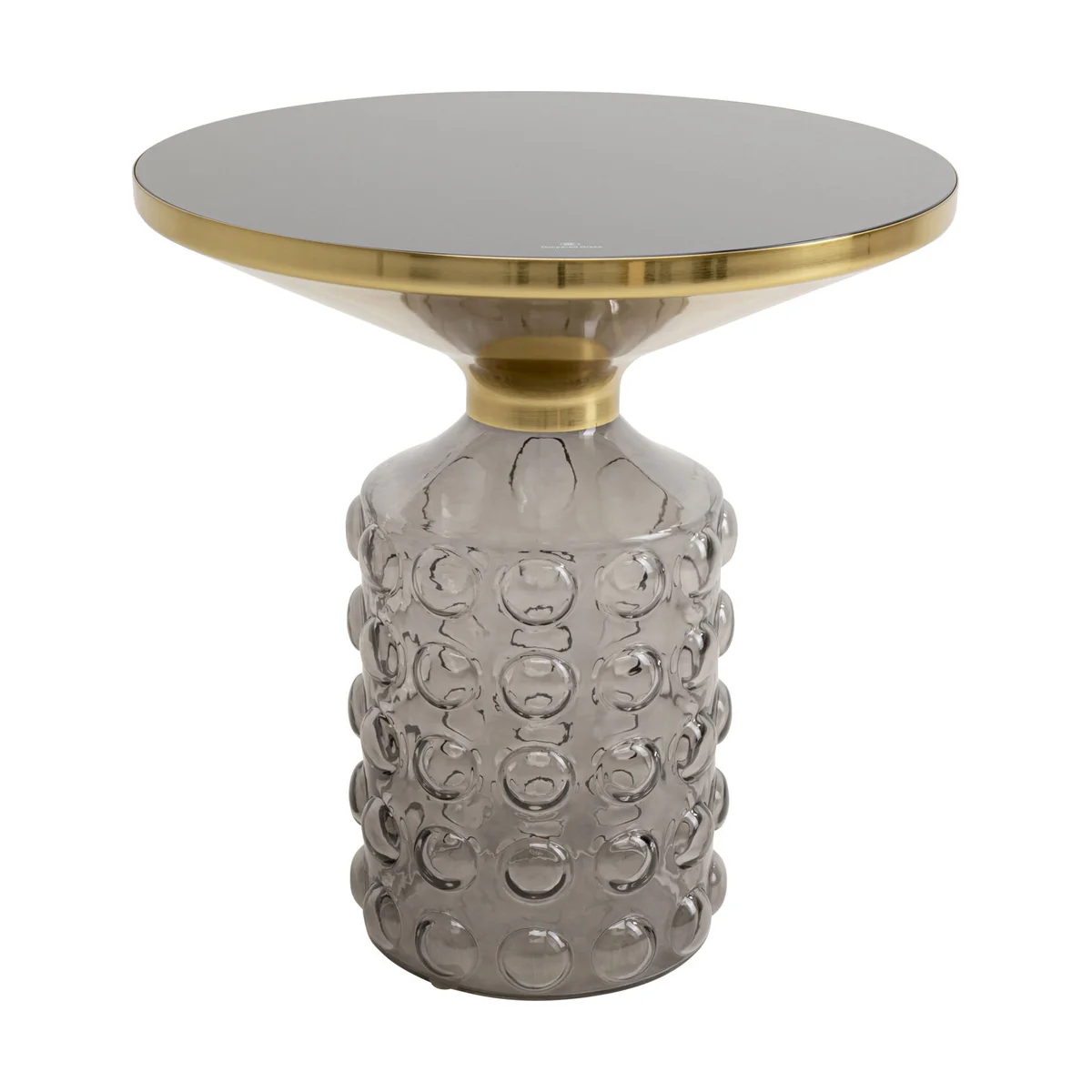 Lola Side Table in Smoke Grey with Black Toughened Glass, 52x50x50 cm