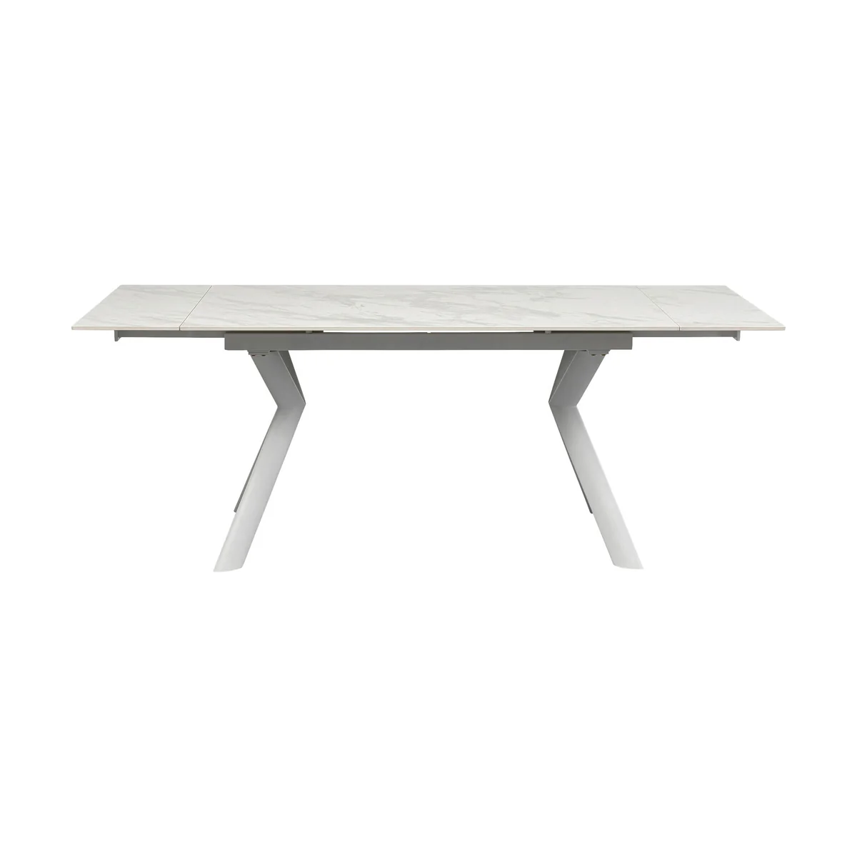 Xenia White Lacquered Stoneware Dining Table with Extension
