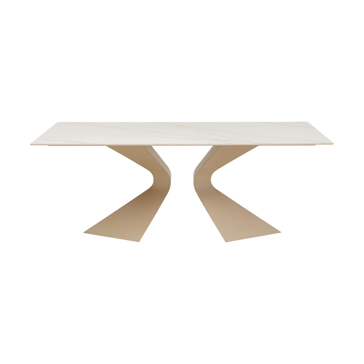 Gloria Dining Table Beige Ceramic with Greige Steel Frame, 6–8 Seater