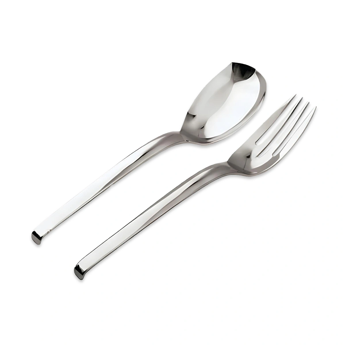 Serving Fork & Spoon Set – Silver – Stainless Steel – Coordinated serving tools