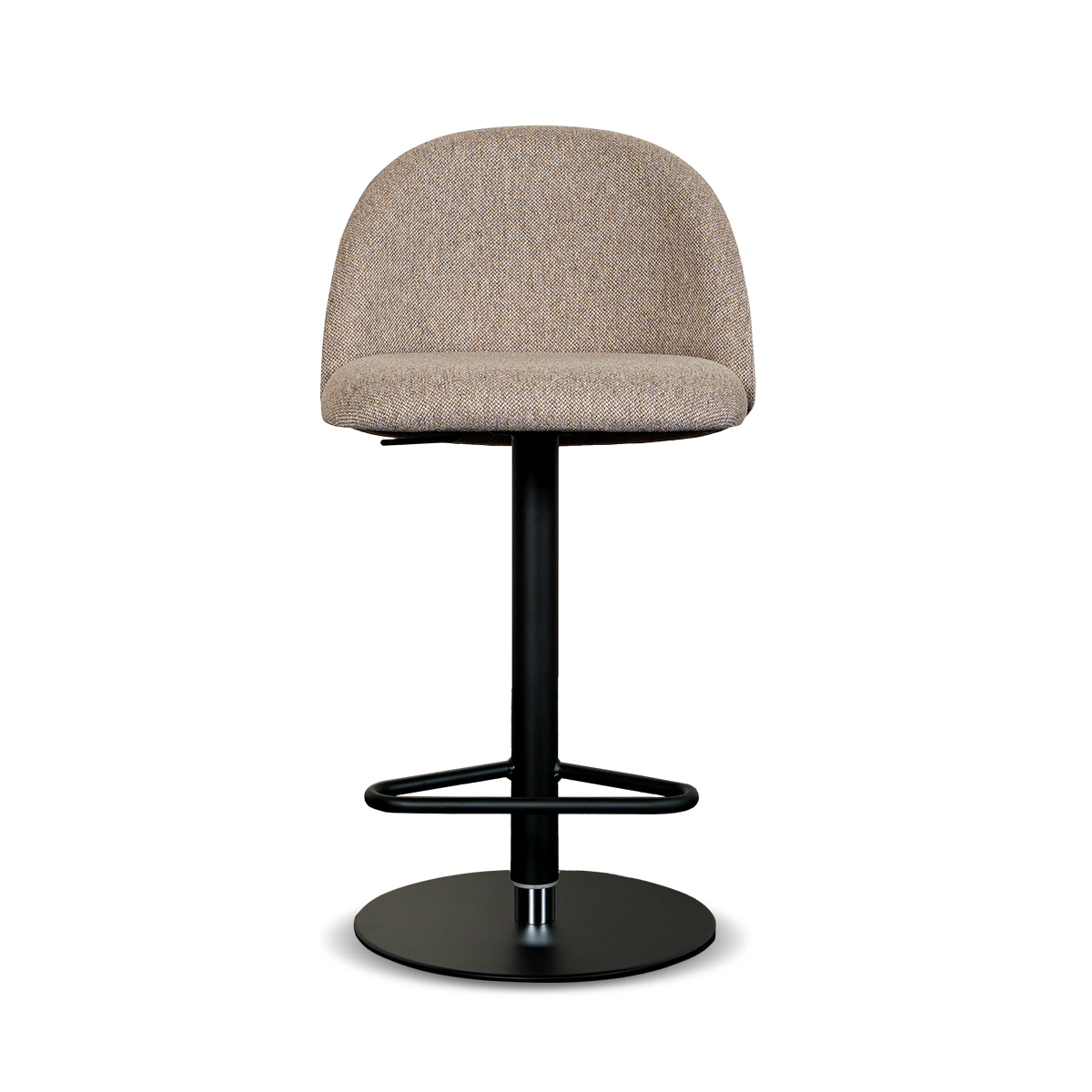 Tuka Barstool – Taupe | Upholstered Seat with Matte Black Frame and Contemporary Bar Seating Design