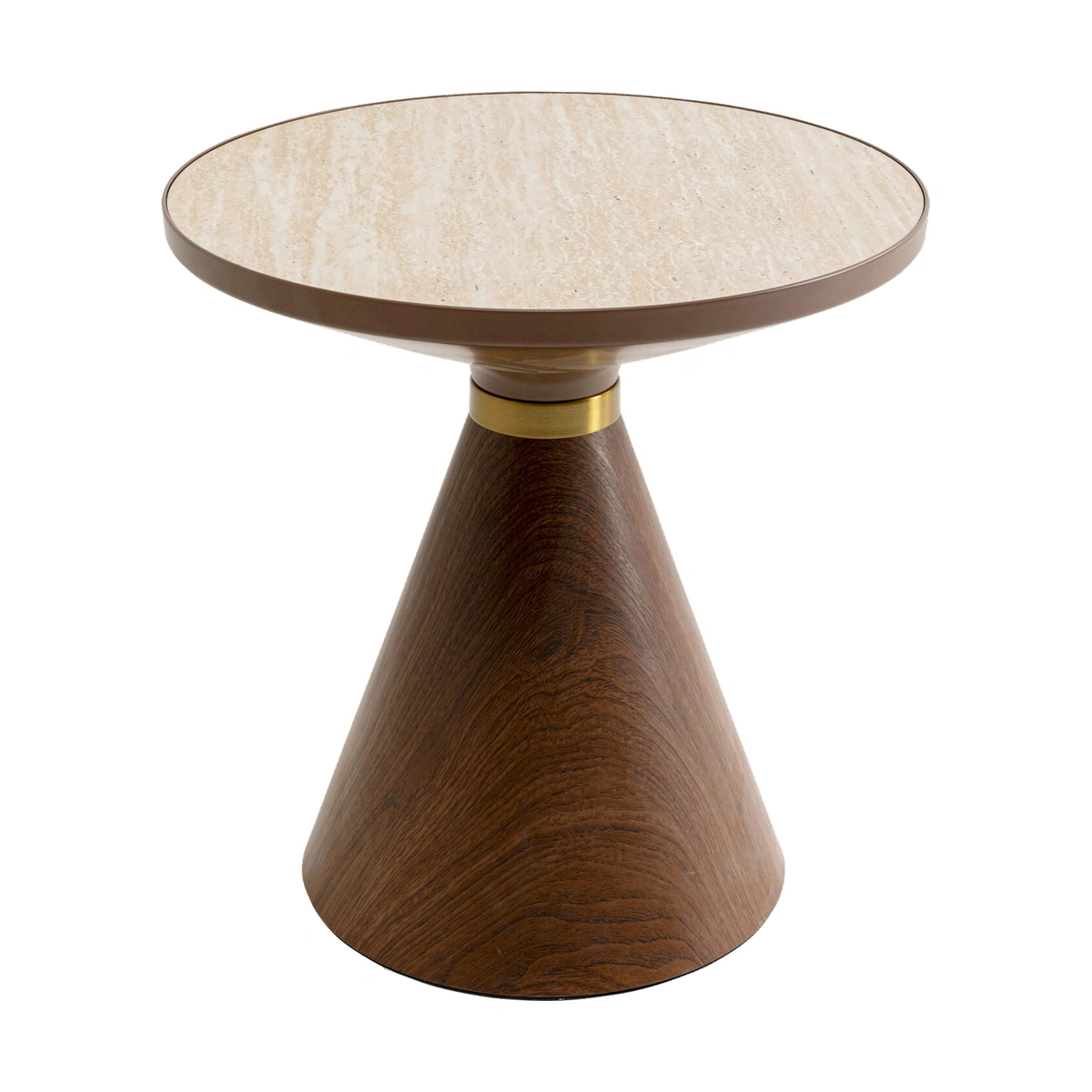Cono Coffee Table Brown Walnut Travertin 50 cm