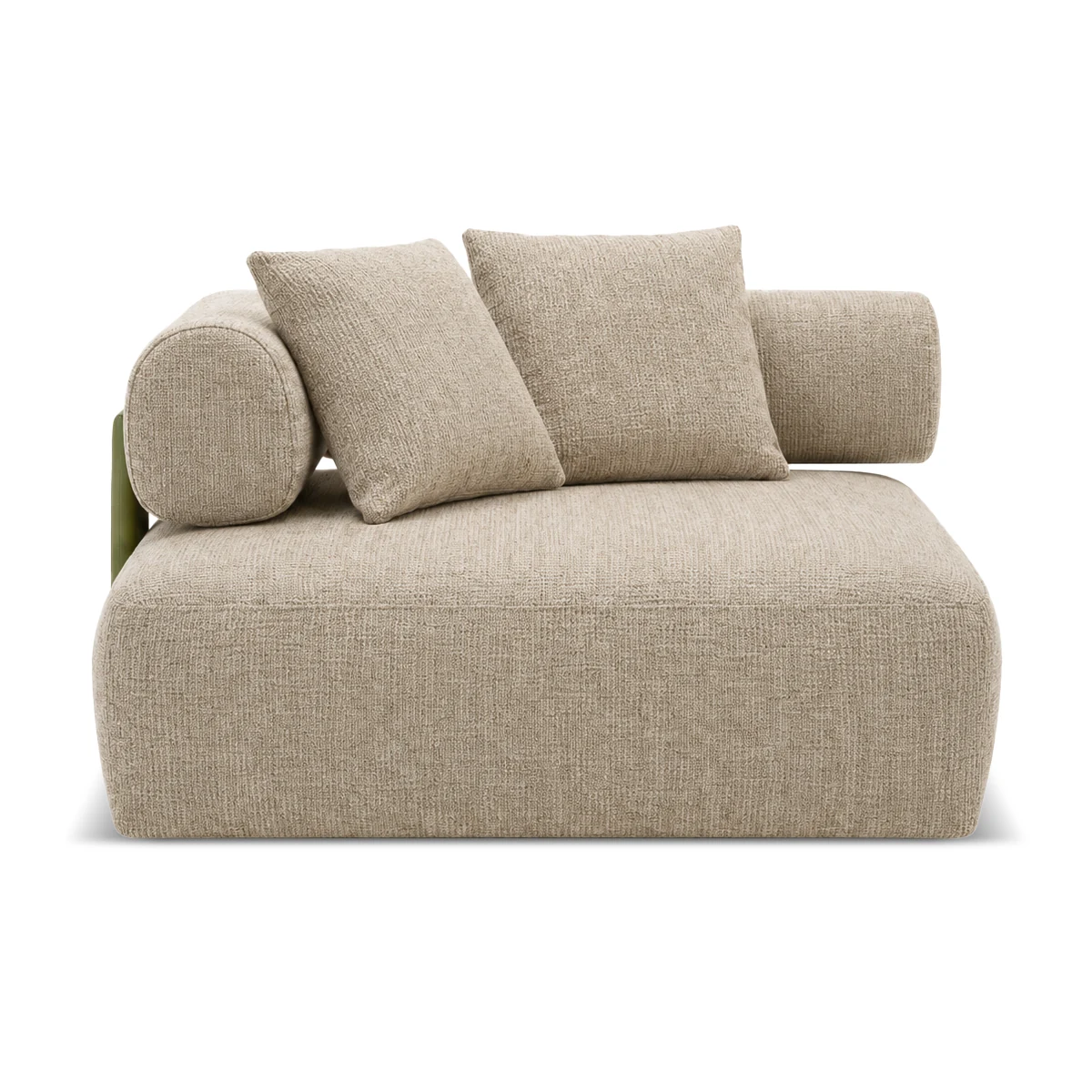 Goya Green Upholstered Armrest Module | Plush Modular Sofa Section