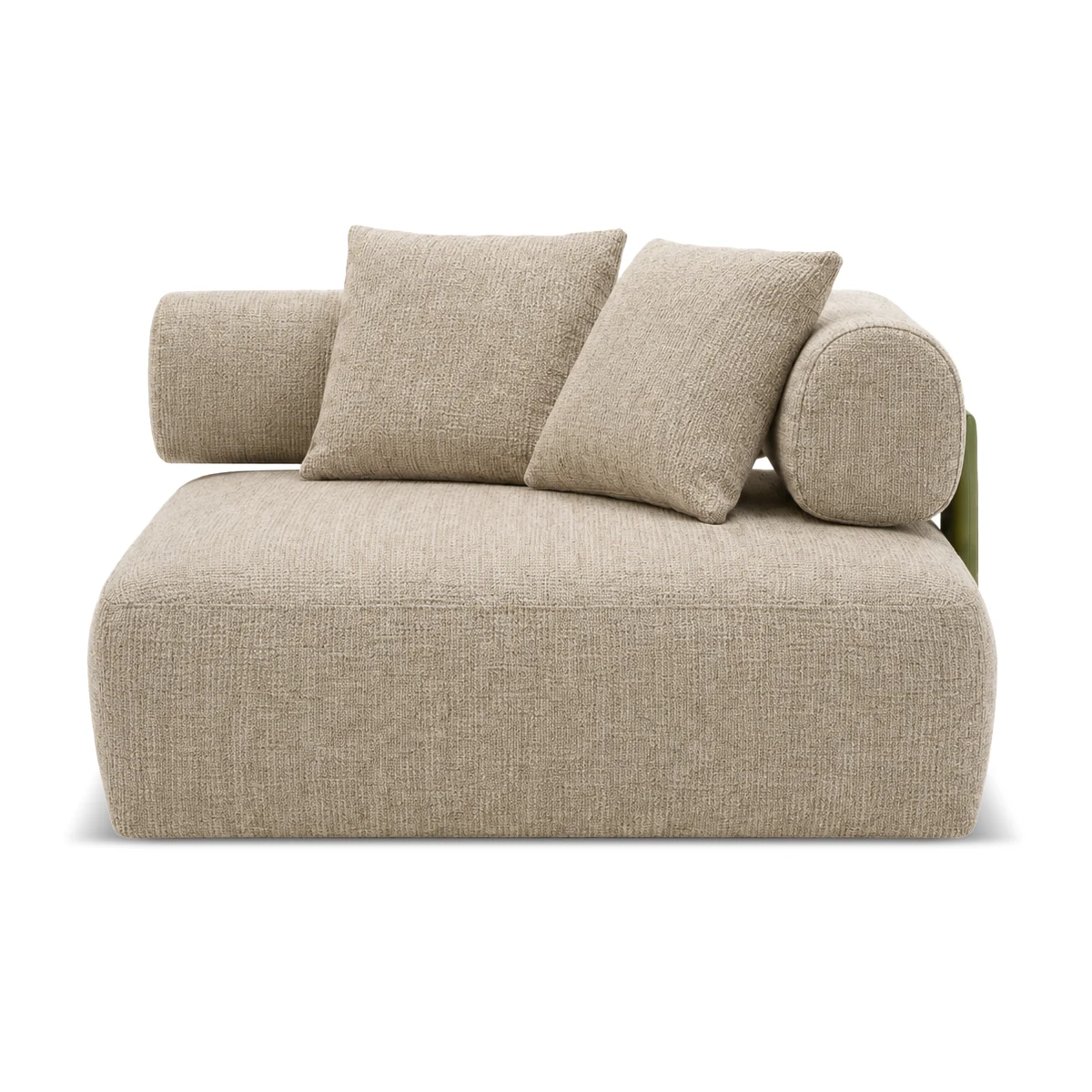 Goya Green Upholstered Armchair with Right Armrest | Plush Modern