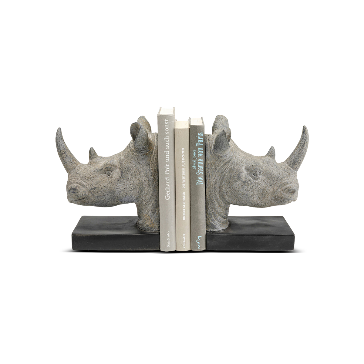 Rhino Bookend, Set Of Two, Grey